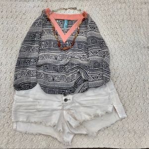 Sheer top with tribal print